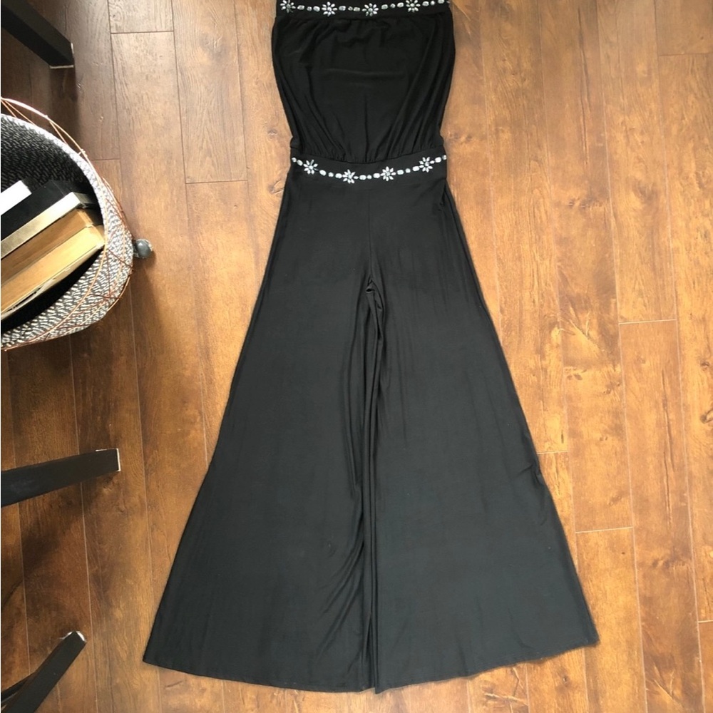 ⭐️Host Pick Vintage Y2K Strapless Wide Leg Jumpsuit W/ Bead Embellishments Mediu